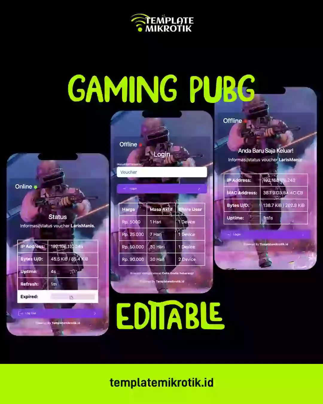 Template Login Page Mikrotik - Gaming PUBG